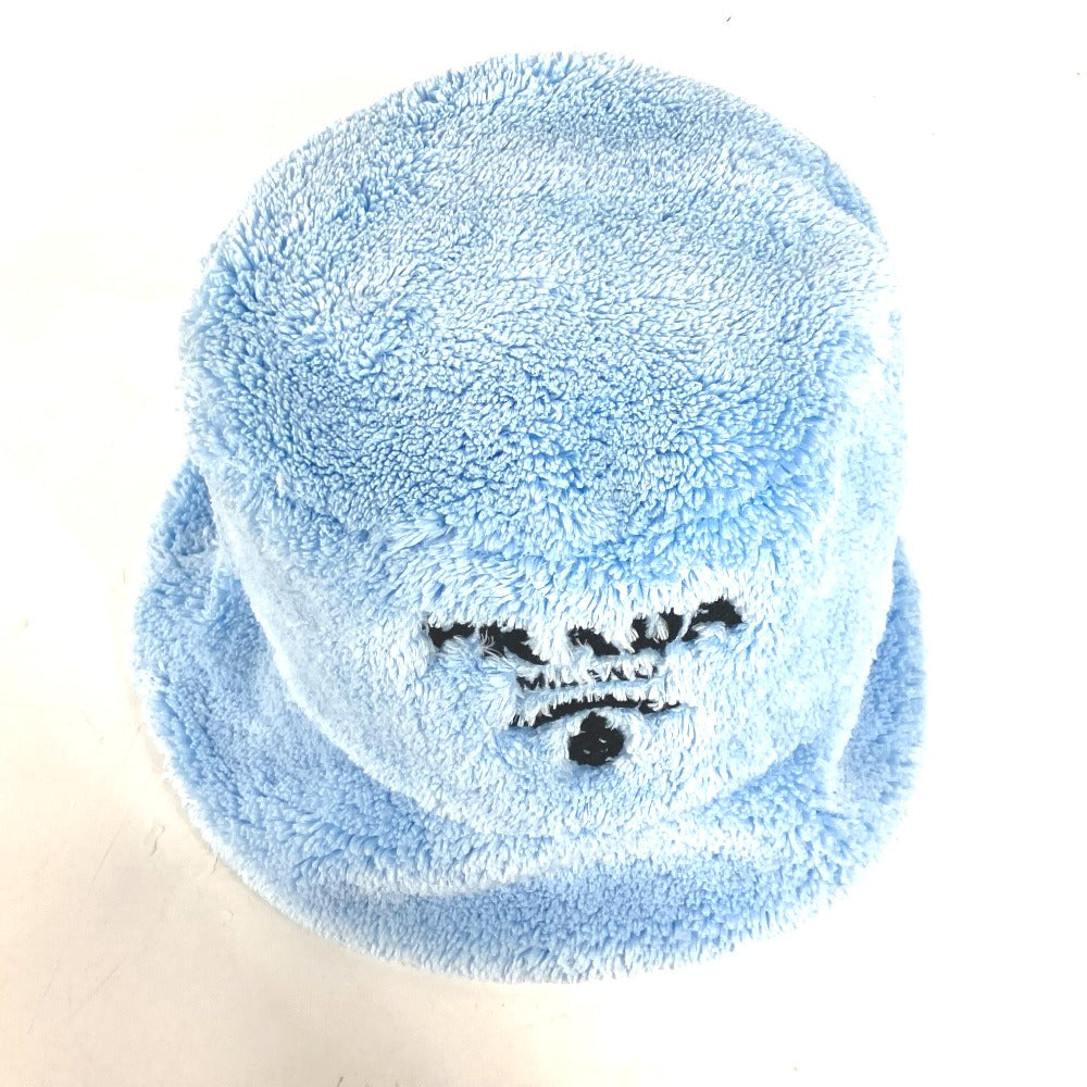 PRADA 1HC137 ファー ロゴ バケットハット 帽子 パイル ハット ポリエステル レディース ブルー