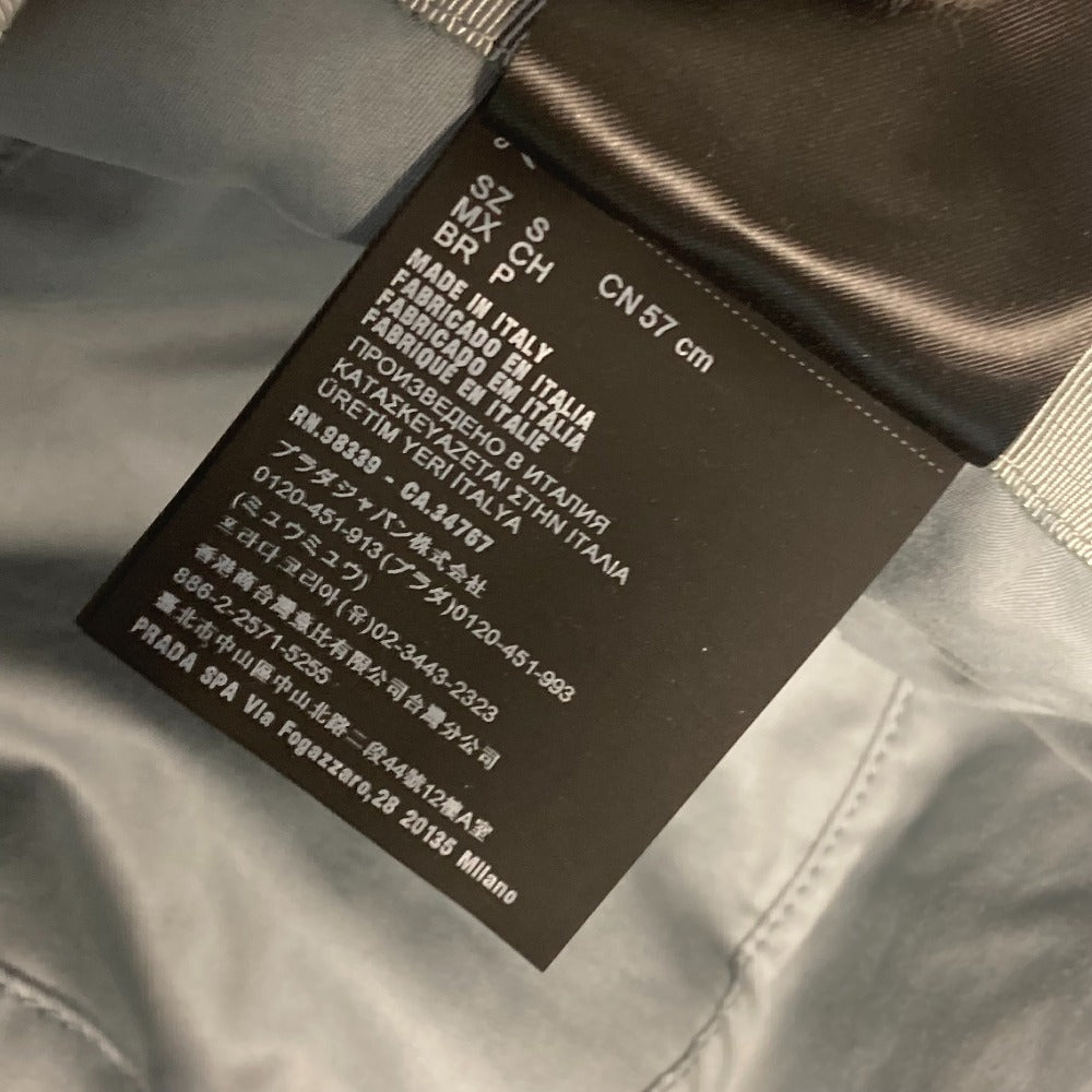PRADA 1HC137 ファー ロゴ バケットハット 帽子 パイル ハット ポリエステル レディース ブルー