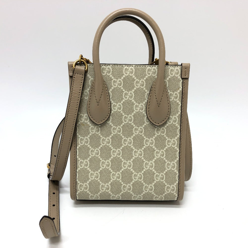 GUCCI 671623 GGスプリーム インターロッキングG ミニトートバッグ 2WAY ミニバッグ 肩掛け 斜め掛け ショルダーバッグ GGスプリームキャンバス レディース ライトベージュ