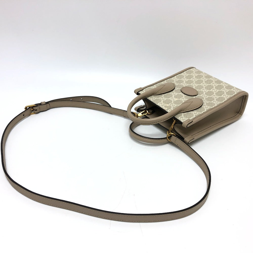 GUCCI 671623 GGスプリーム インターロッキングG ミニトートバッグ 2WAY ミニバッグ 肩掛け 斜め掛け ショルダーバッグ GGスプリームキャンバス レディース ライトベージュ