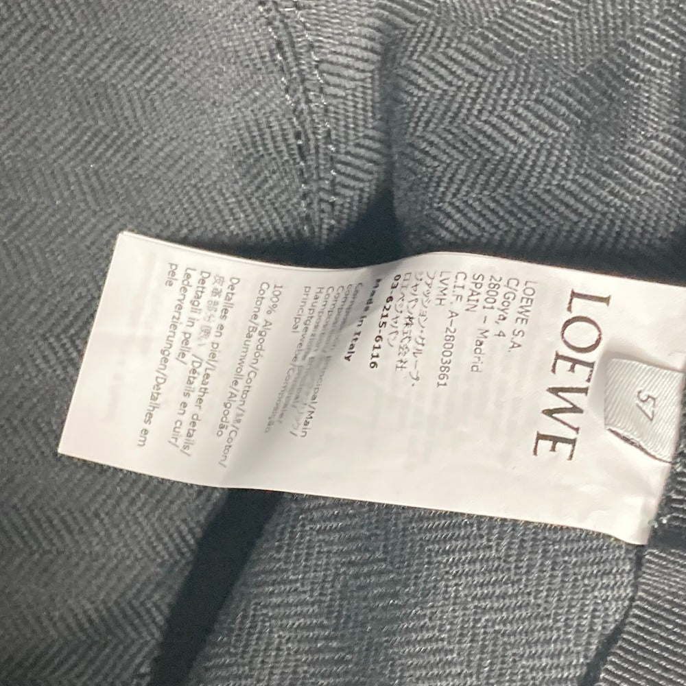 LOEWE K820HB1X20 ステッチブリム フリンジエッジ ロゴ レザーパッチ 革タグ バケットハット 帽子 ハット コットン レディース ブラック