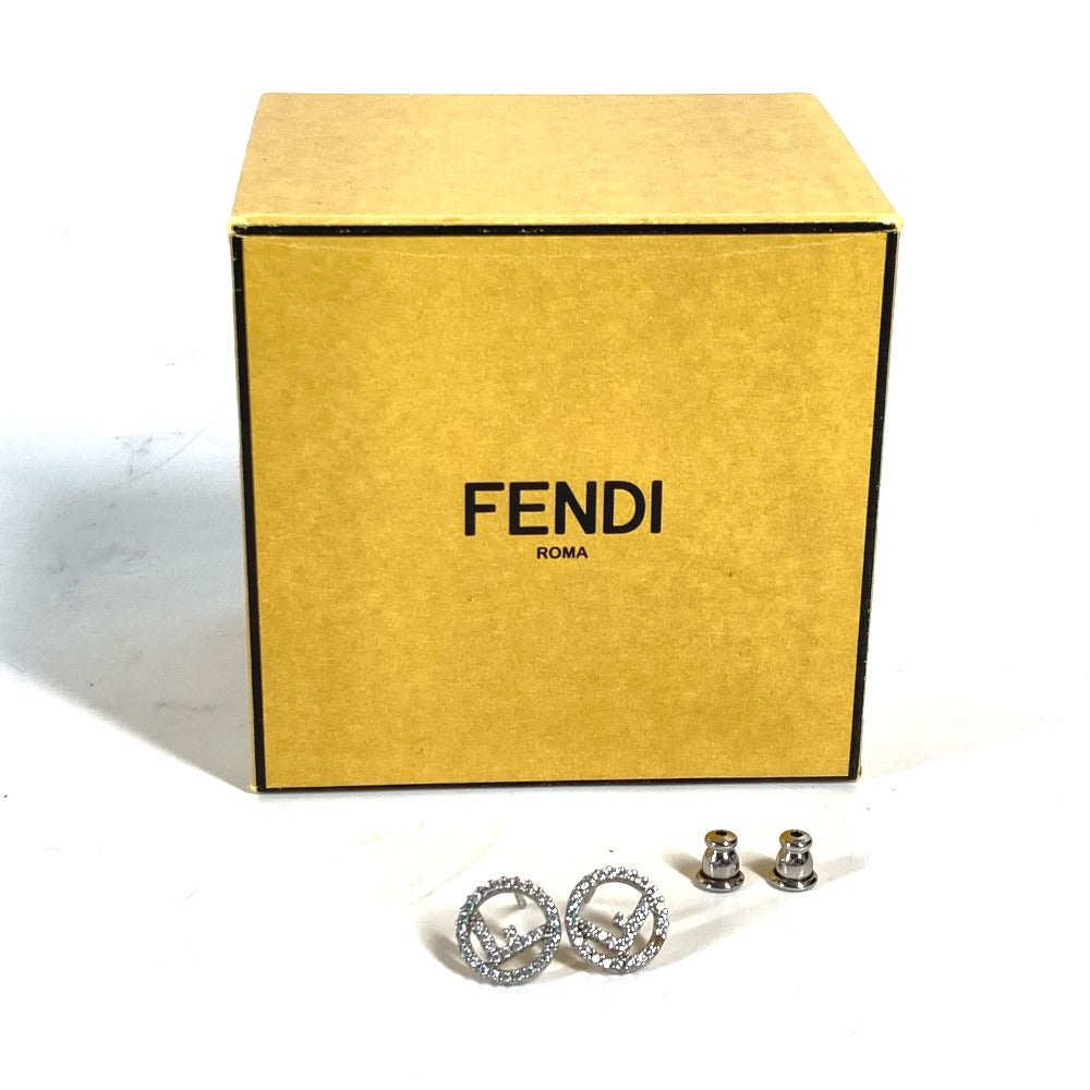 FENDI ラインストーン エフイズ ロゴ アクセサリー ピアス メタル レディース シルバー×ブルー