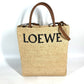 LOEWE ロゴ スタンダード A4 縦型 2WAYバッグ ショルダーバッグ 肩掛け カバン トートバッグ ラフィア レディース ベージュ×ブラウン