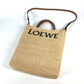 LOEWE ロゴ スタンダード A4 縦型 2WAYバッグ ショルダーバッグ 肩掛け カバン トートバッグ ラフィア レディース ベージュ×ブラウン