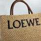 LOEWE ロゴ スタンダード A4 縦型 2WAYバッグ ショルダーバッグ 肩掛け カバン トートバッグ ラフィア レディース ベージュ×ブラウン