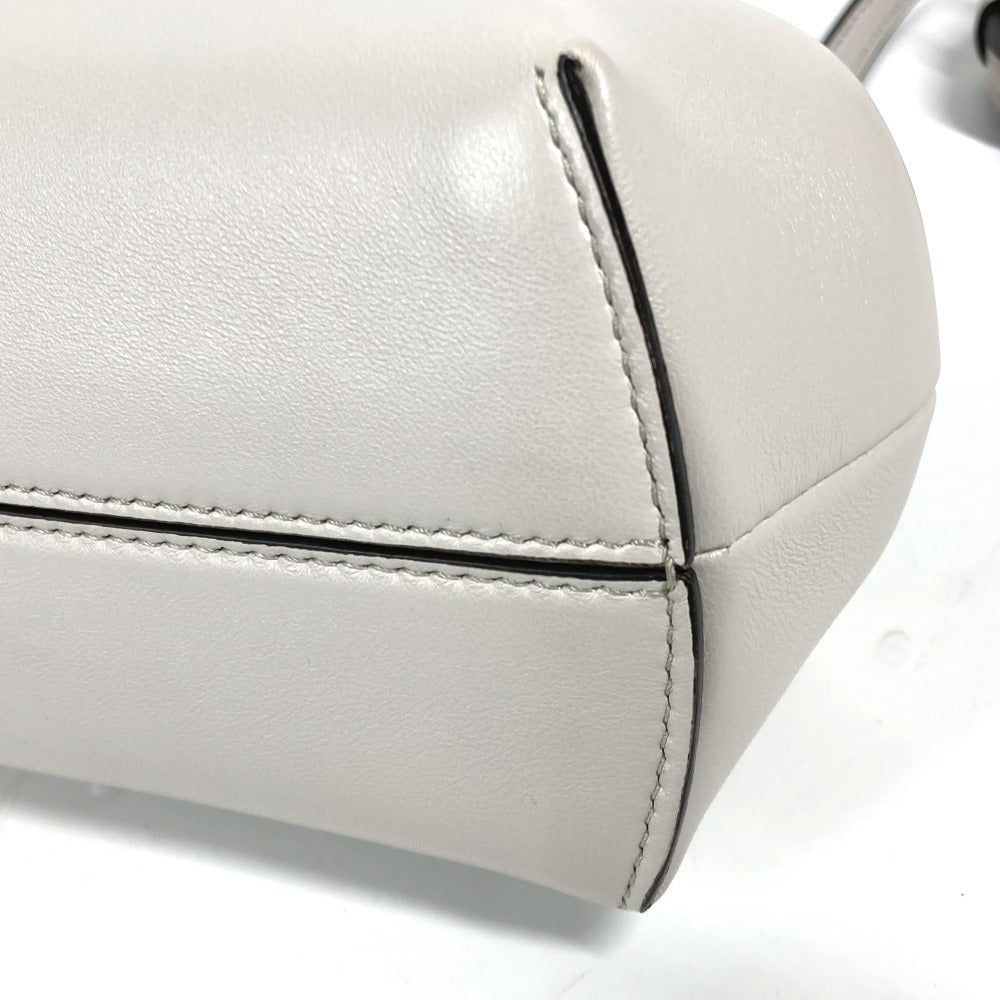 FENDI 8BP129 肩掛け 斜め掛け ポシェット ファースト スモール 2WAY ショルダーバッグ カバン クラッチバッグ レザー レディース ホワイトグレー系