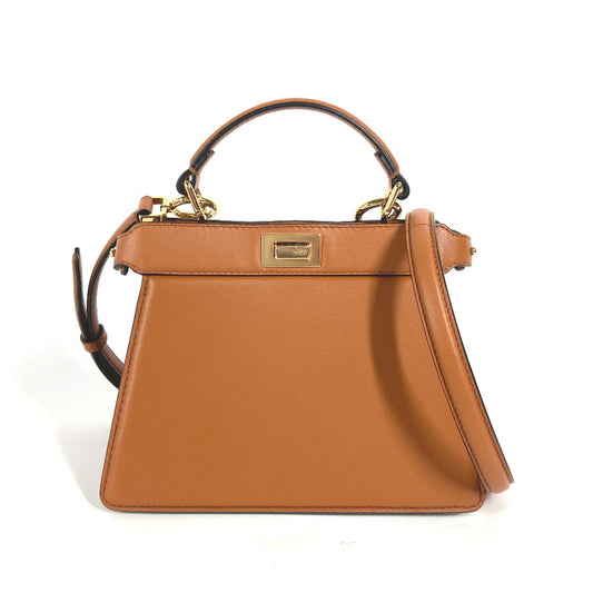 FENDI 8BN335 ピーカブー アイシーユー ISeeU プチ 2WAYバッグ ハンドバッグ 斜め掛け カバン ショルダーバッグ レザー レディース ブラウン