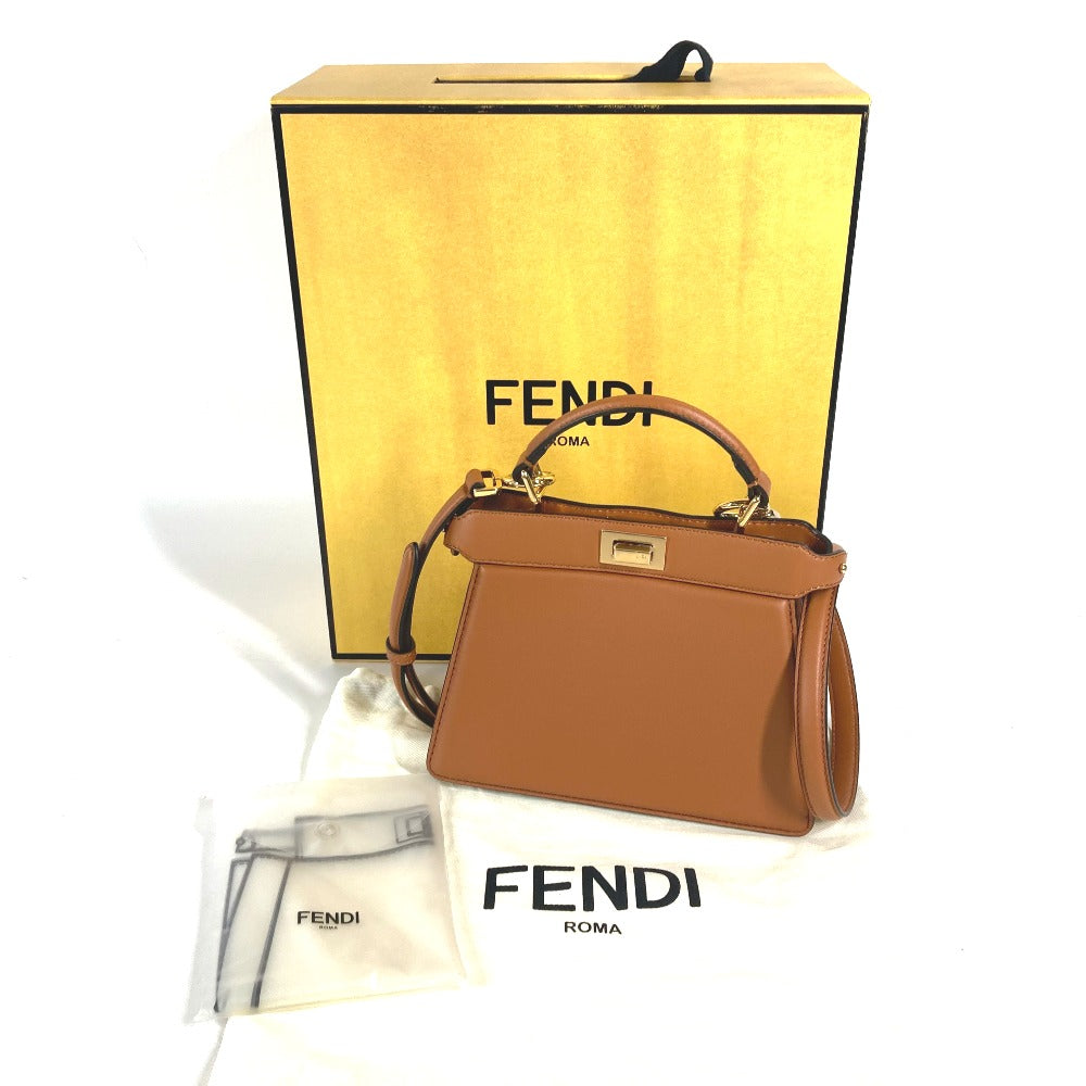 FENDI 8BN335 ピーカブー アイシーユー ISeeU プチ 2WAYバッグ ハンドバッグ 斜め掛け カバン ショルダーバッグ レザー レディース ブラウン