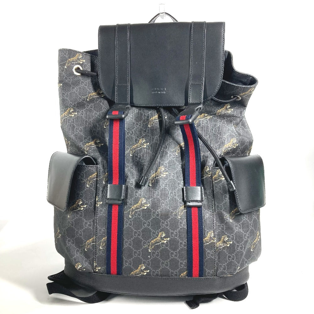 GUCCI 495563 GGスプリーム シェリーライン バックパック リュックサック GGスプリームキャンバス メンズ ブラック