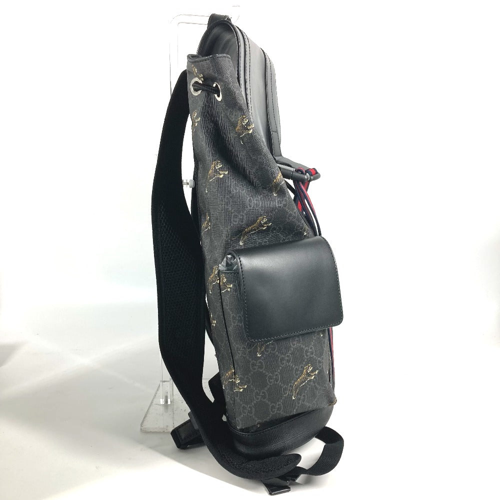 GUCCI 495563 GGスプリーム シェリーライン バックパック リュックサック GGスプリームキャンバス メンズ ブラック