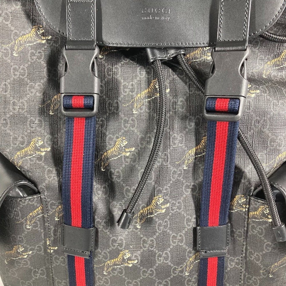 GUCCI 495563 GGスプリーム シェリーライン バックパック リュックサック GGスプリームキャンバス メンズ ブラック