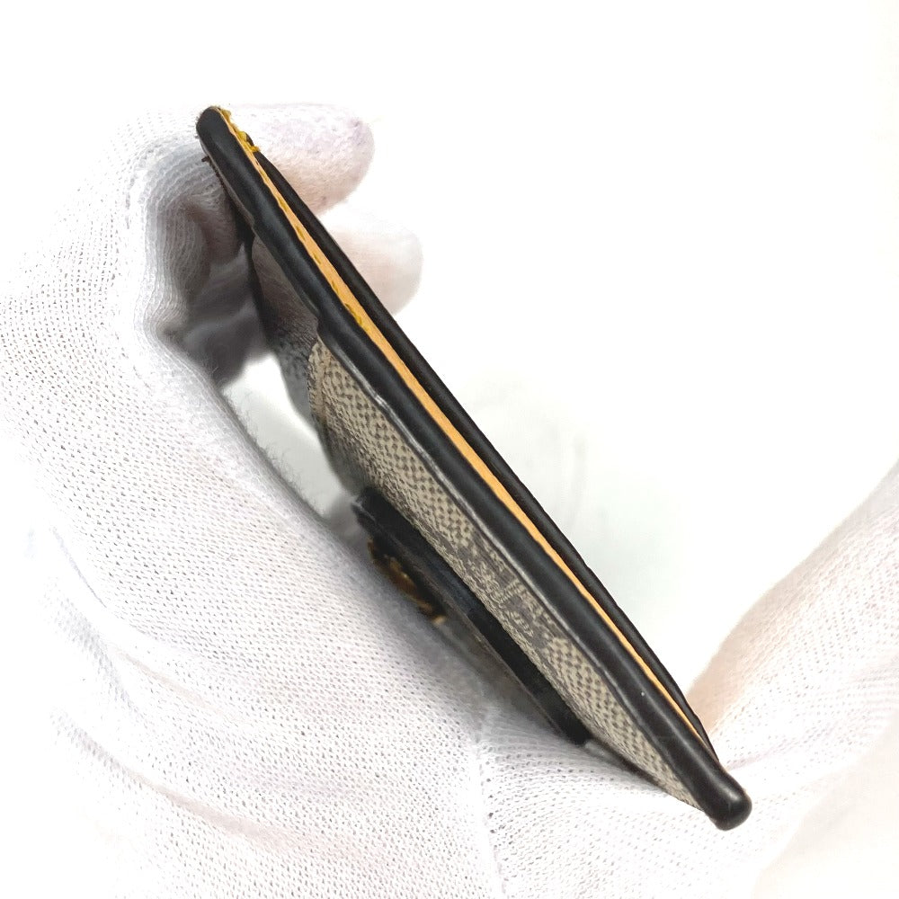 GUCCI 597557 GGスプリーム キャットヘッド 猫 ネオ ヴィンテージ パスケース 名刺入れ カードケース GGスプリームキャンバス メンズ ブラウン×イエロー