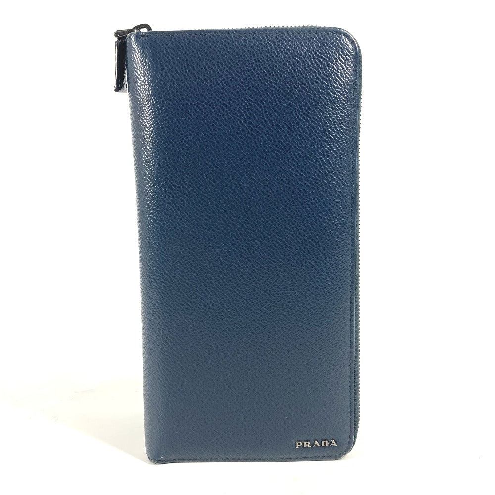 PRADA 2ML220 ロゴ トラベルケース ラウンドファスナー ロングウォレット 長財布 サフィアーノレザ－ メンズ ネイビー