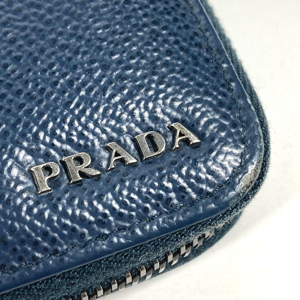 PRADA 2ML220 ロゴ トラベルケース ラウンドファスナー ロングウォレット 長財布 サフィアーノレザ－ メンズ ネイビー
