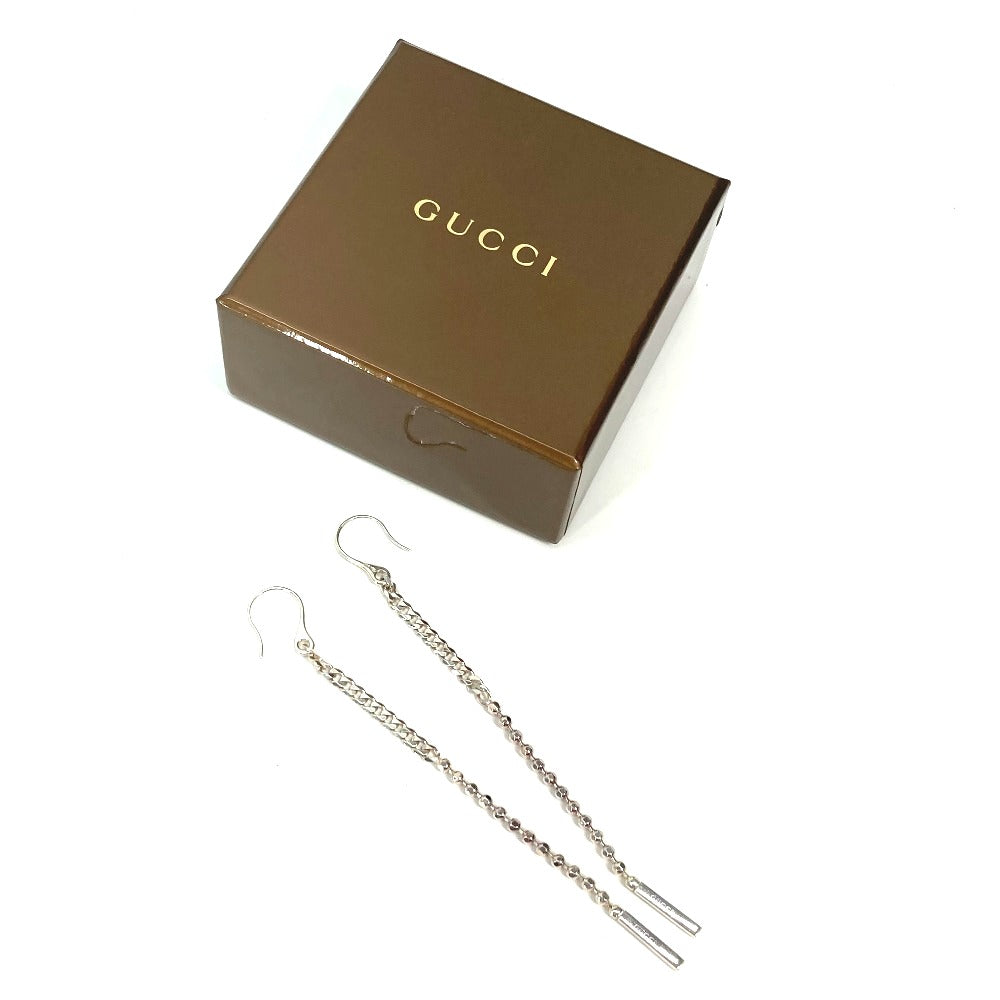 GUCCI フック チェーン ロゴバー ラリアット ロング スウィング ドロップ アクセサリー ピアス メタル レディース シルバー