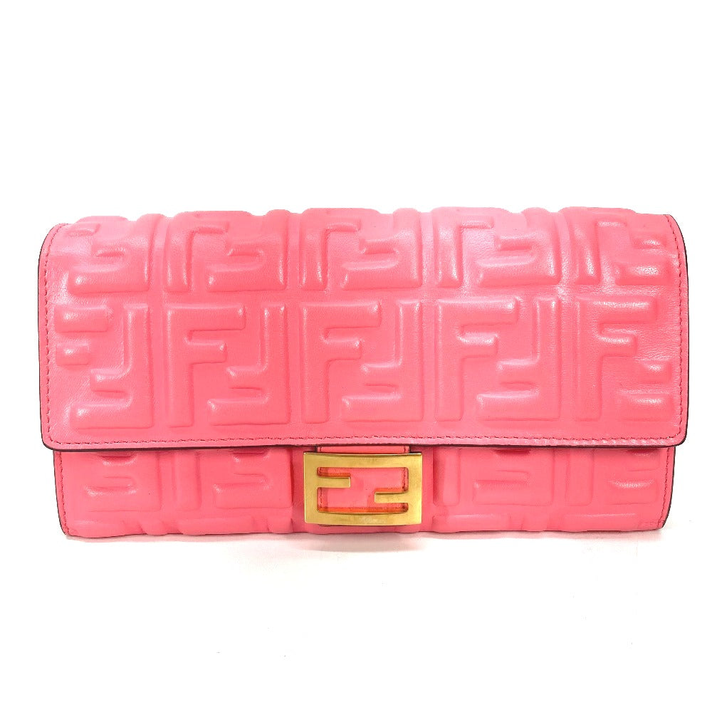 FENDI 8M0251 ズッカ バゲット コンチネンタル フラップ 二つ折り ロングウォレット 長財布 レザー レディース ピンク