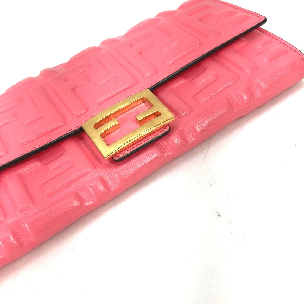 FENDI 8M0251 ズッカ バゲット コンチネンタル フラップ 二つ折り ロングウォレット 長財布 レザー レディース ピンク