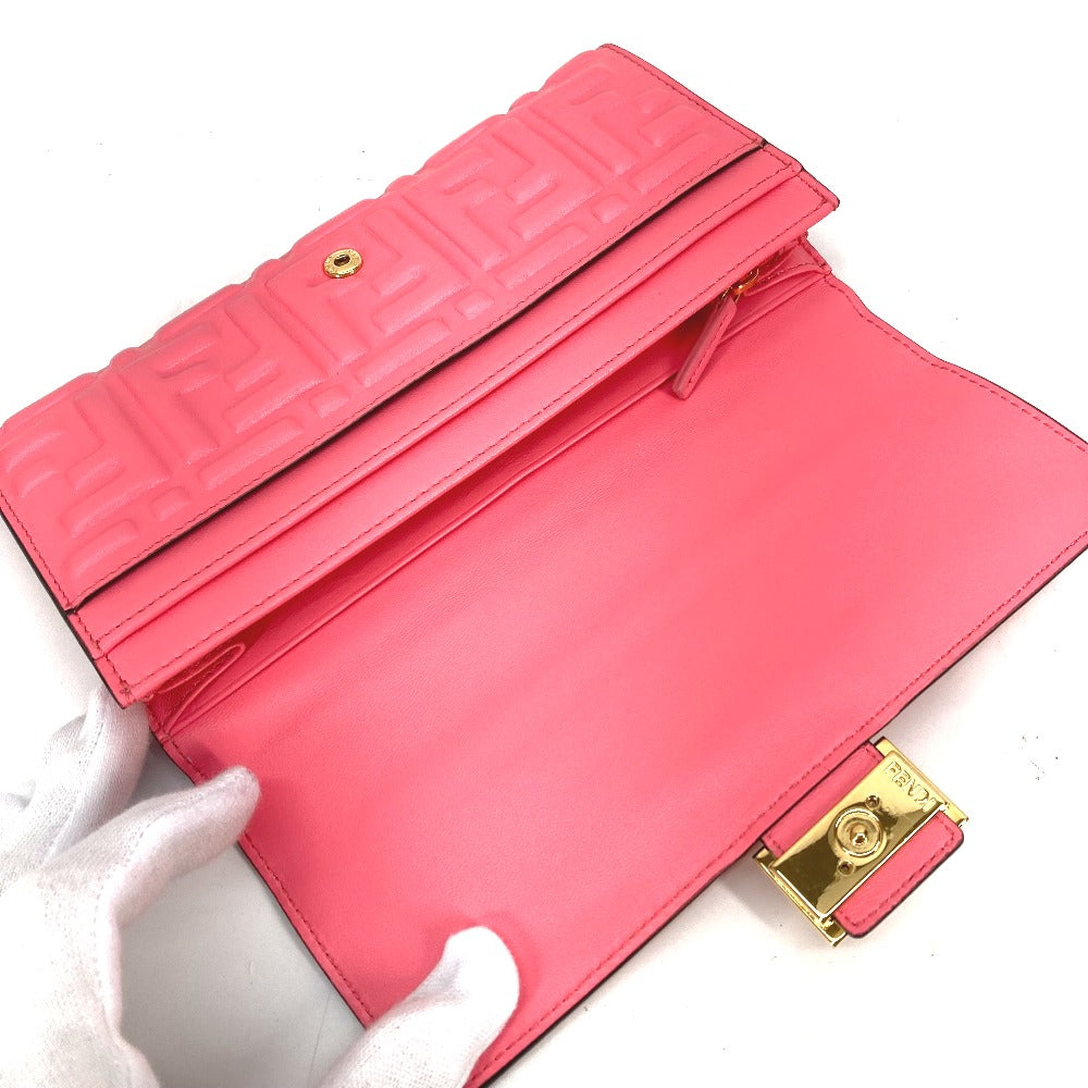FENDI 8M0251 ズッカ バゲット コンチネンタル フラップ 二つ折り ロングウォレット 長財布 レザー レディース ピンク