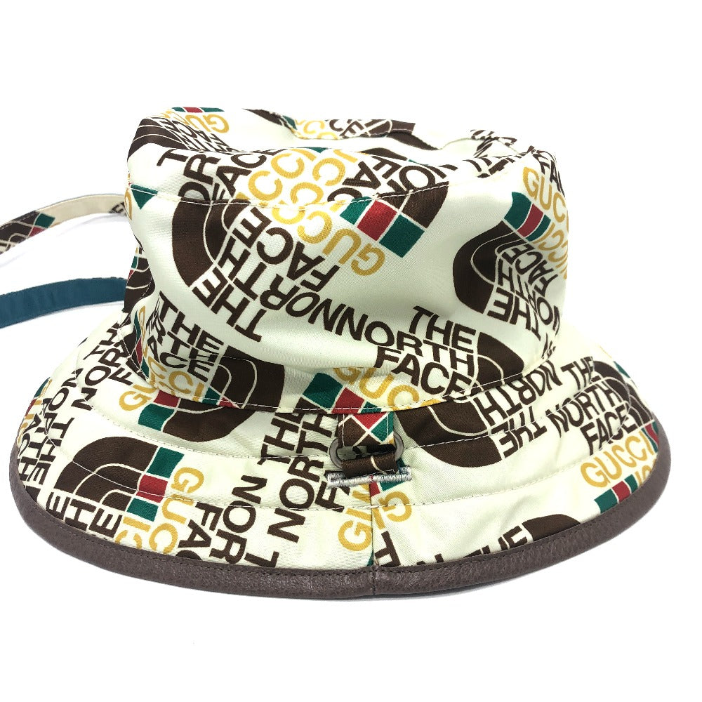 GUCCI 652942 リバーシブル ロゴ THE NORTH FACE ノースフェイス コラボ バケットハット 帽子 アウトドア ハット ハット ナイロン ユニセックス ホワイト×ブルー