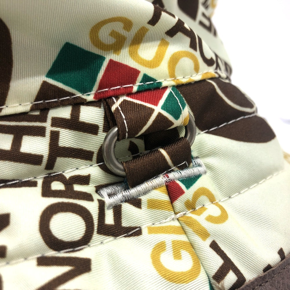 GUCCI 652942 リバーシブル ロゴ THE NORTH FACE ノースフェイス コラボ バケットハット 帽子 アウトドア ハット ハット ナイロン ユニセックス ホワイト×ブルー