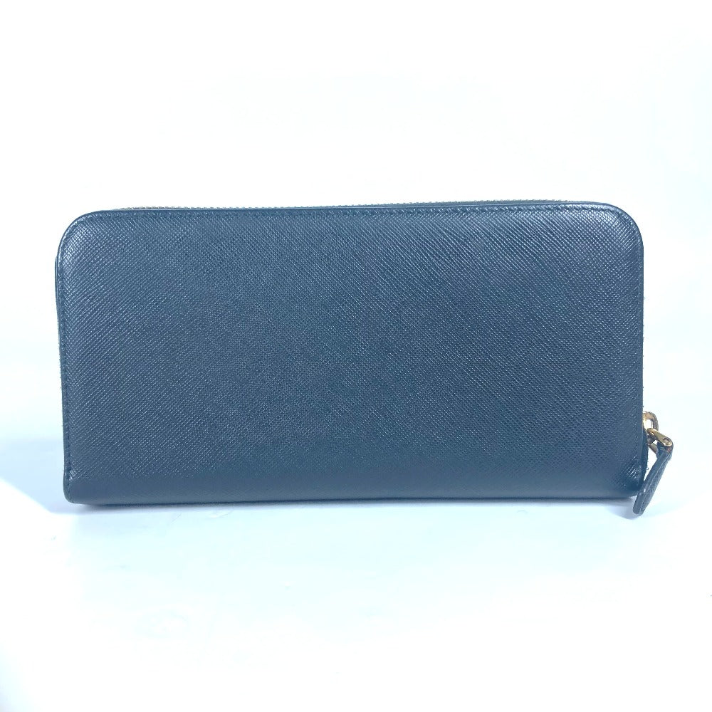 PRADA 1ML506 ロゴ ハート バイカラー ロングウォレット ラウンドファスナー 長財布 サフィアーノレザ－ レディース ブラック