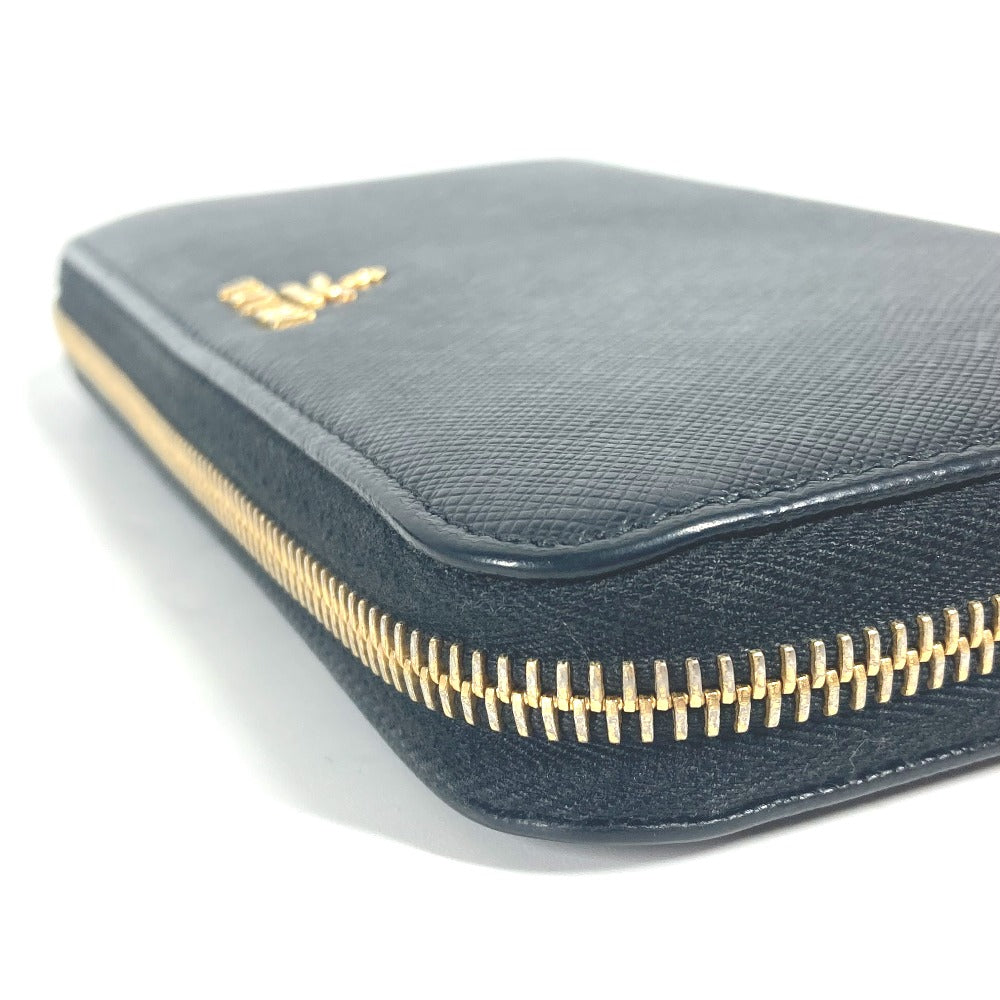 PRADA 1ML506 ロゴ ハート バイカラー ロングウォレット ラウンドファスナー 長財布 サフィアーノレザ－ レディース ブラック