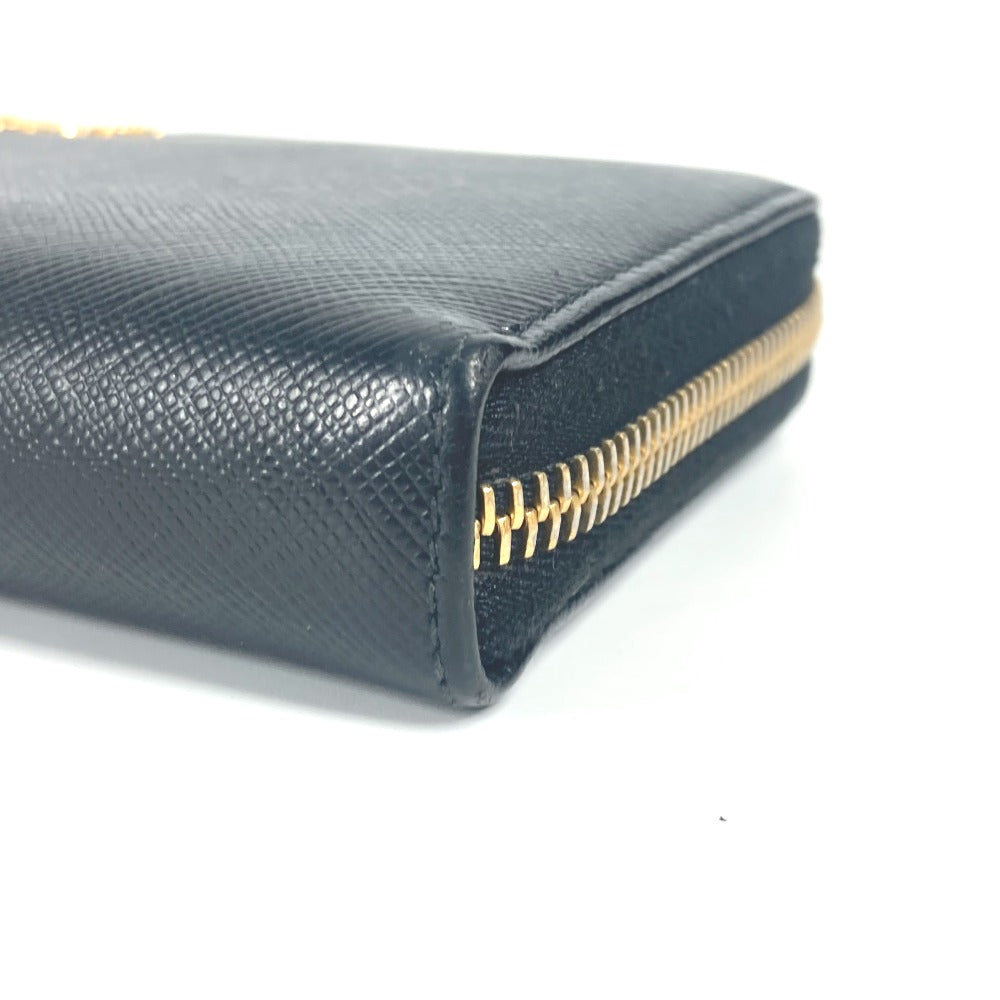 PRADA 1ML506 ロゴ ハート バイカラー ロングウォレット ラウンドファスナー 長財布 サフィアーノレザ－ レディース ブラック