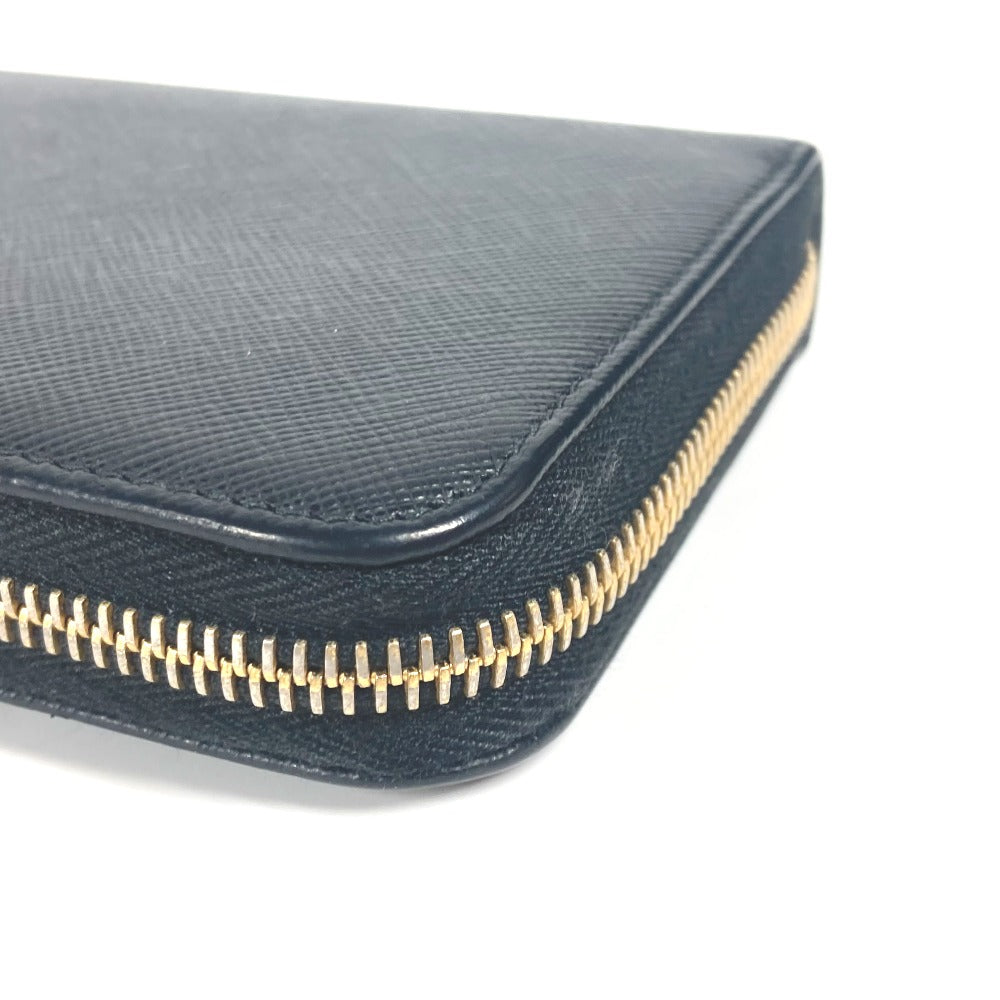 PRADA 1ML506 ロゴ ハート バイカラー ロングウォレット ラウンドファスナー 長財布 サフィアーノレザ－ レディース ブラック