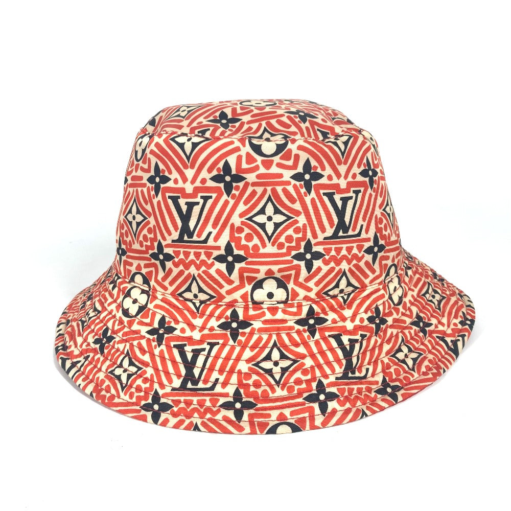 LOUIS VUITTON M76536 ハット帽 クレーム ルージュ モノグラム 帽子 バケットハット ボブハット ハット ナイロン レディース レッド