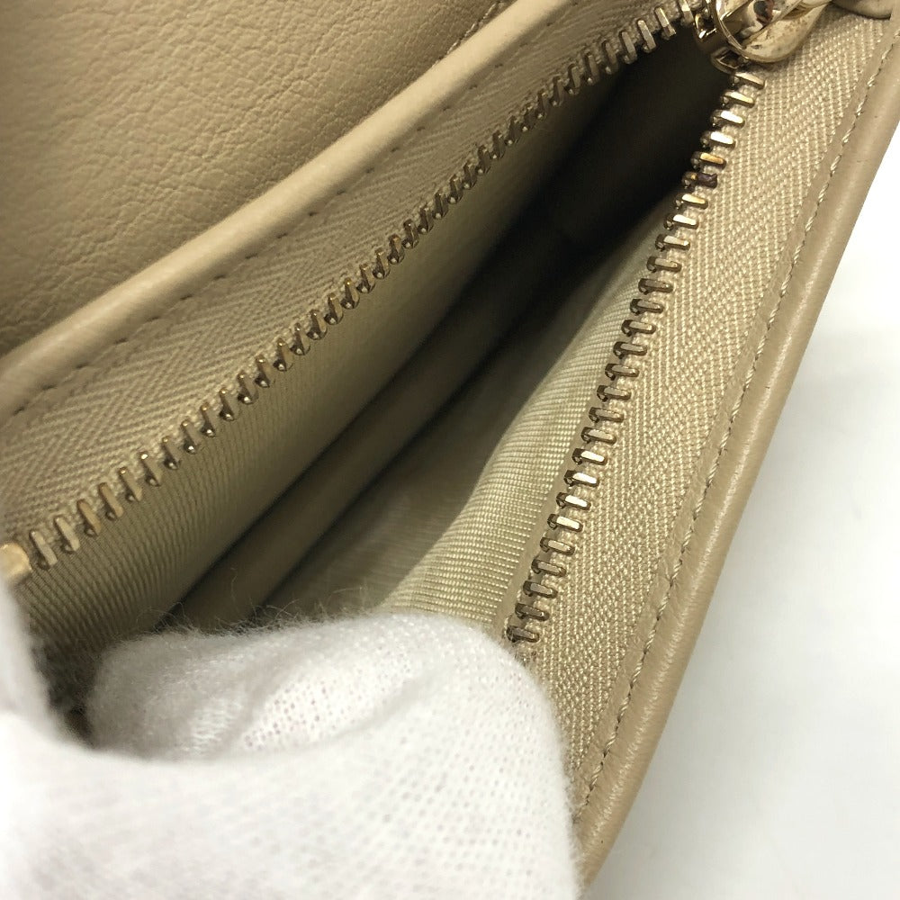 Dior カナージュ レディディオール LADY DIOR ミニウォレット コンパクト 二つ折り財布 財布 ウォレット 2つ折り財布 エナメル レディース ベージュ