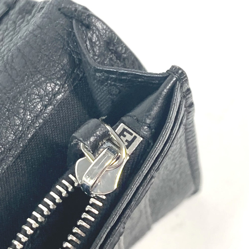 FENDI 7M0186 ステッチ セレリア 二つ折り ロングウォレット 長財布 レザー ユニセックス ブラック - brandshop-reference