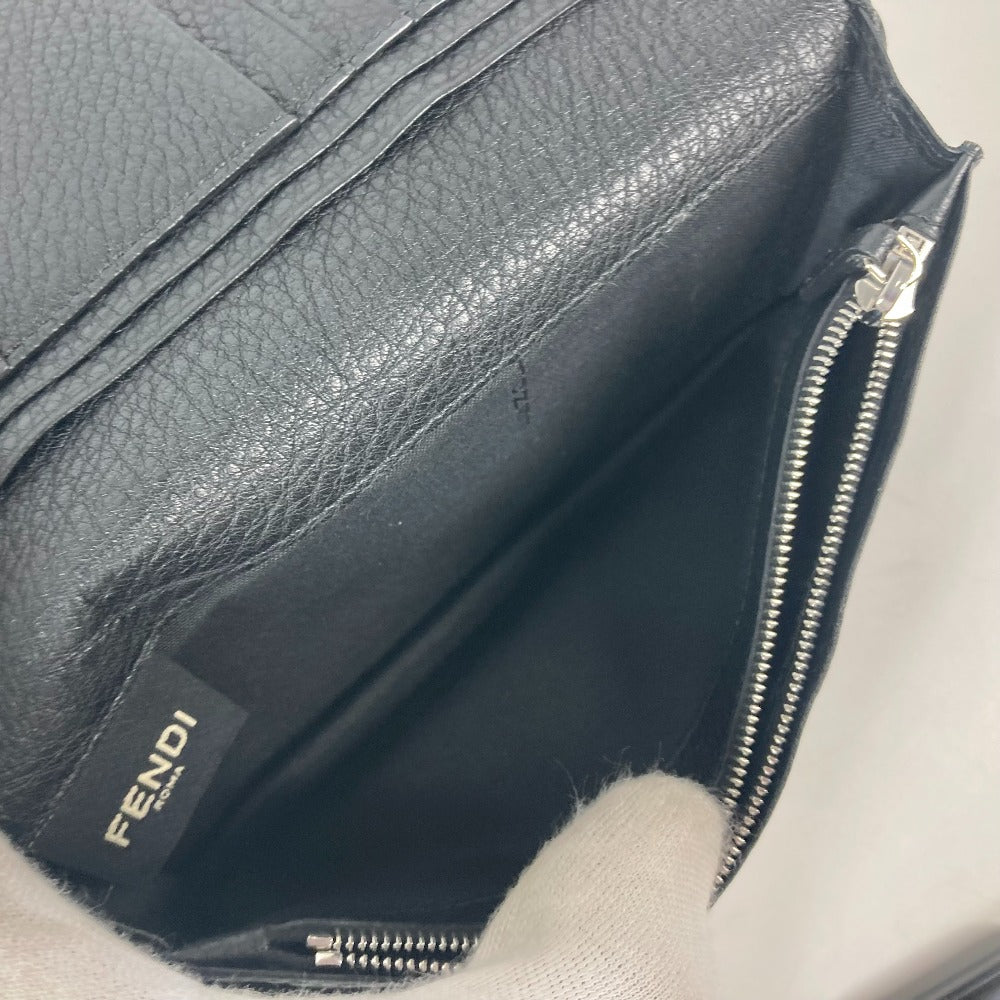FENDI 7M0186 ステッチ セレリア 二つ折り ロングウォレット 長財布 レザー ユニセックス ブラック - brandshop-reference