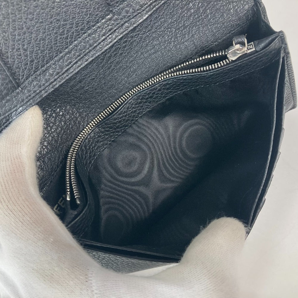 FENDI 7M0186 ステッチ セレリア 二つ折り ロングウォレット 長財布 レザー ユニセックス ブラック - brandshop-reference