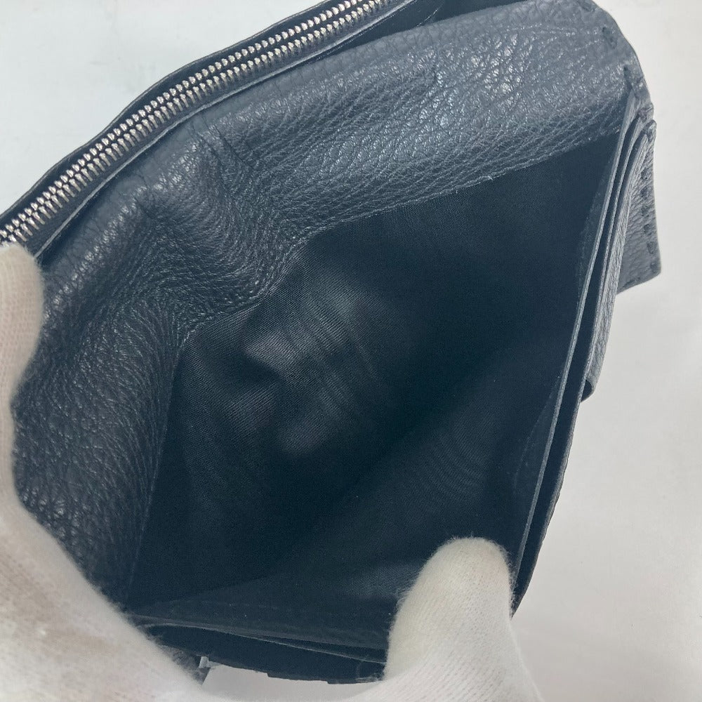 FENDI 7M0186 ステッチ セレリア 二つ折り ロングウォレット 長財布 レザー ユニセックス ブラック - brandshop-reference