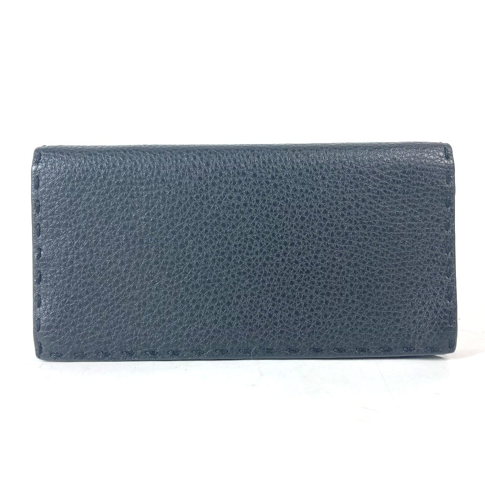 FENDI 7M0186 ステッチ セレリア 二つ折り ロングウォレット 長財布 レザー ユニセックス ブラック - brandshop-reference