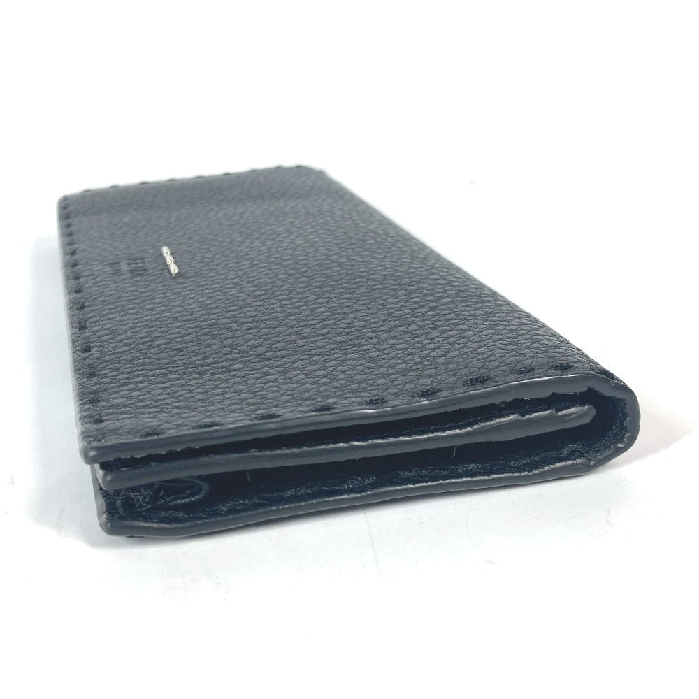 FENDI 7M0186 ステッチ セレリア 二つ折り ロングウォレット 長財布 レザー ユニセックス ブラック - brandshop-reference
