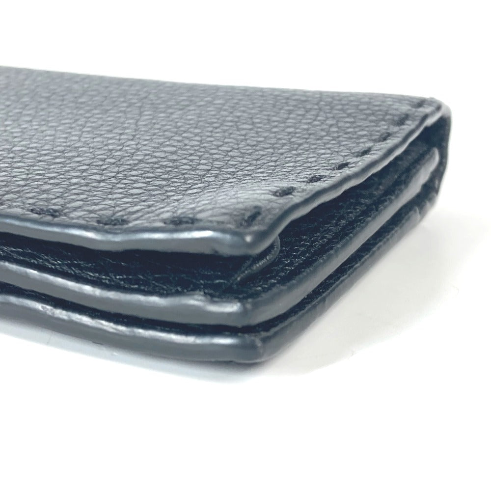 FENDI 7M0186 ステッチ セレリア 二つ折り ロングウォレット 長財布 レザー ユニセックス ブラック - brandshop-reference