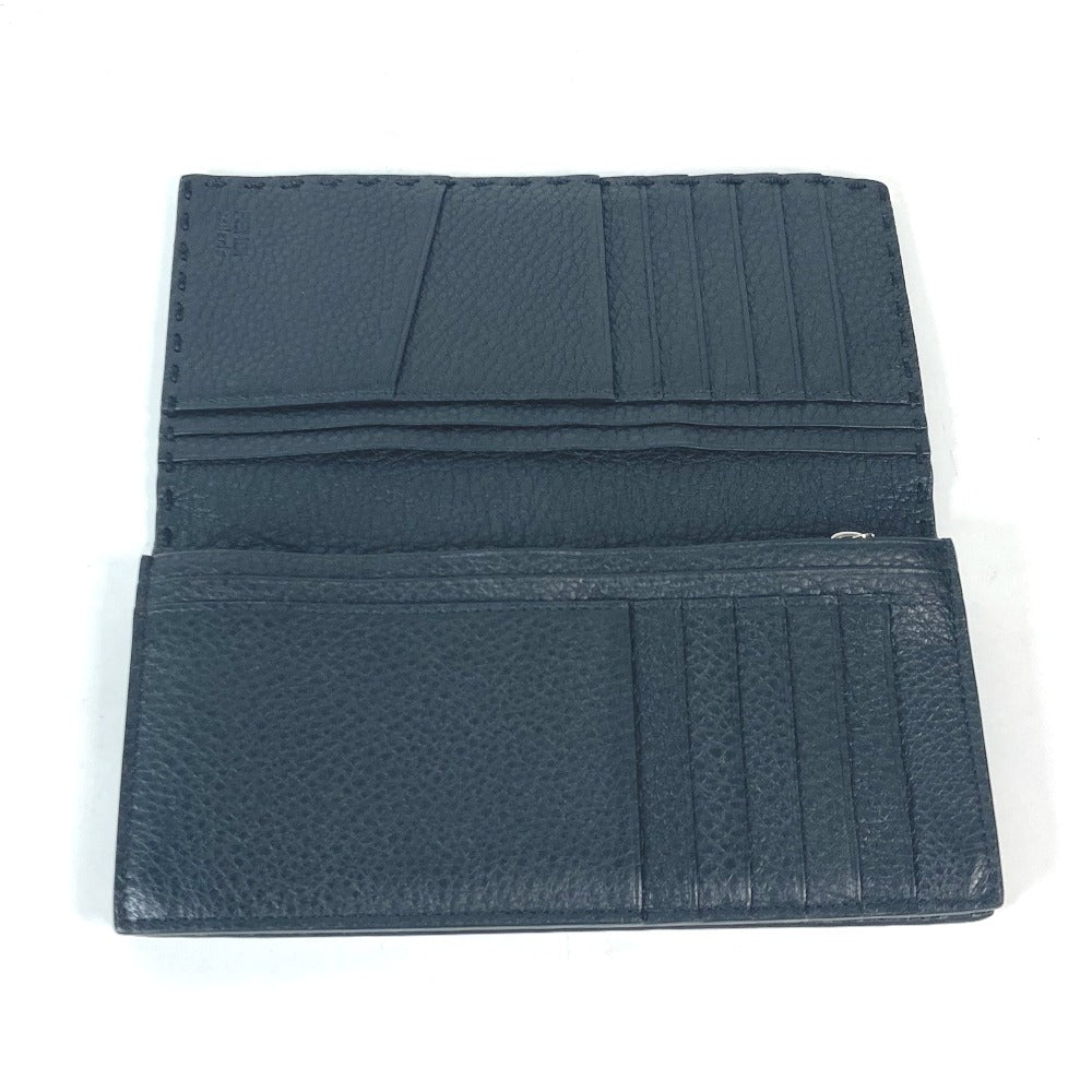 FENDI 7M0186 ステッチ セレリア 二つ折り ロングウォレット 長財布 レザー ユニセックス ブラック - brandshop-reference