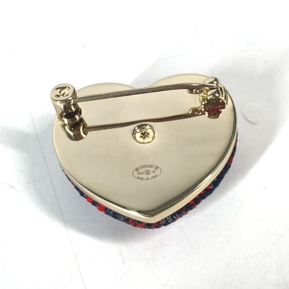 CHANEL B22K ハート ココマーク CC アクセサリー ブローチ ツイード レディース ネイビー×レッド - brandshop-reference