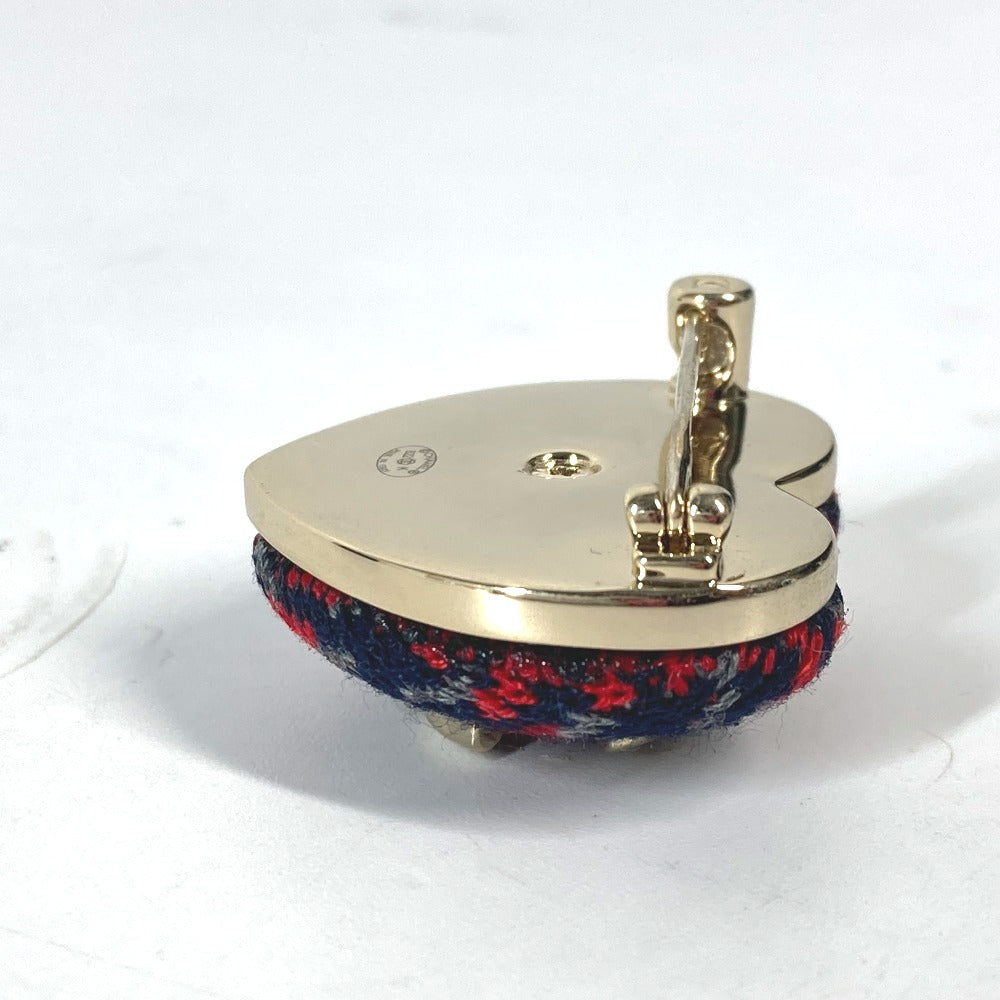 CHANEL B22K ハート ココマーク CC アクセサリー ブローチ ツイード レディース ネイビー×レッド - brandshop-reference