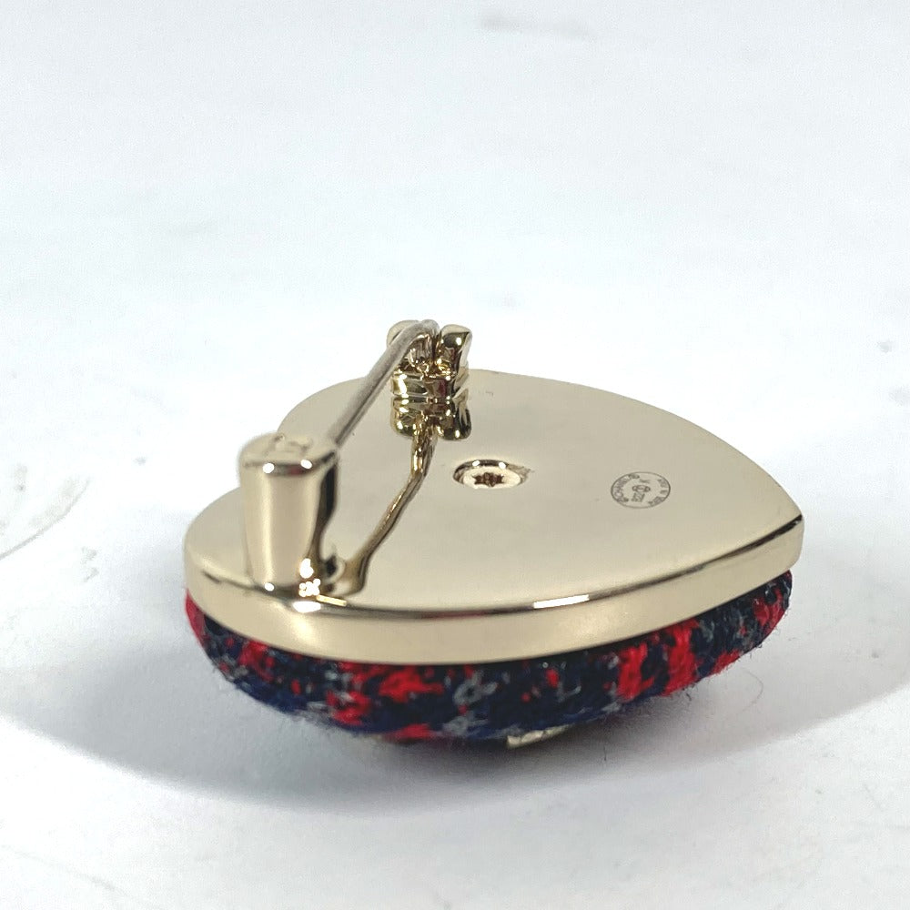 CHANEL B22K ハート ココマーク CC アクセサリー ブローチ ツイード レディース ネイビー×レッド - brandshop-reference
