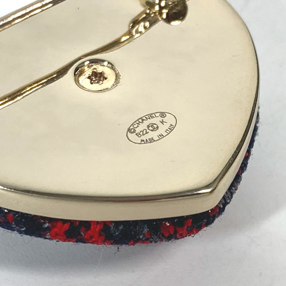 CHANEL B22K ハート ココマーク CC アクセサリー ブローチ ツイード レディース ネイビー×レッド - brandshop-reference