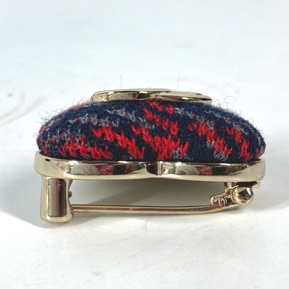 CHANEL B22K ハート ココマーク CC アクセサリー ブローチ ツイード レディース ネイビー×レッド - brandshop-reference