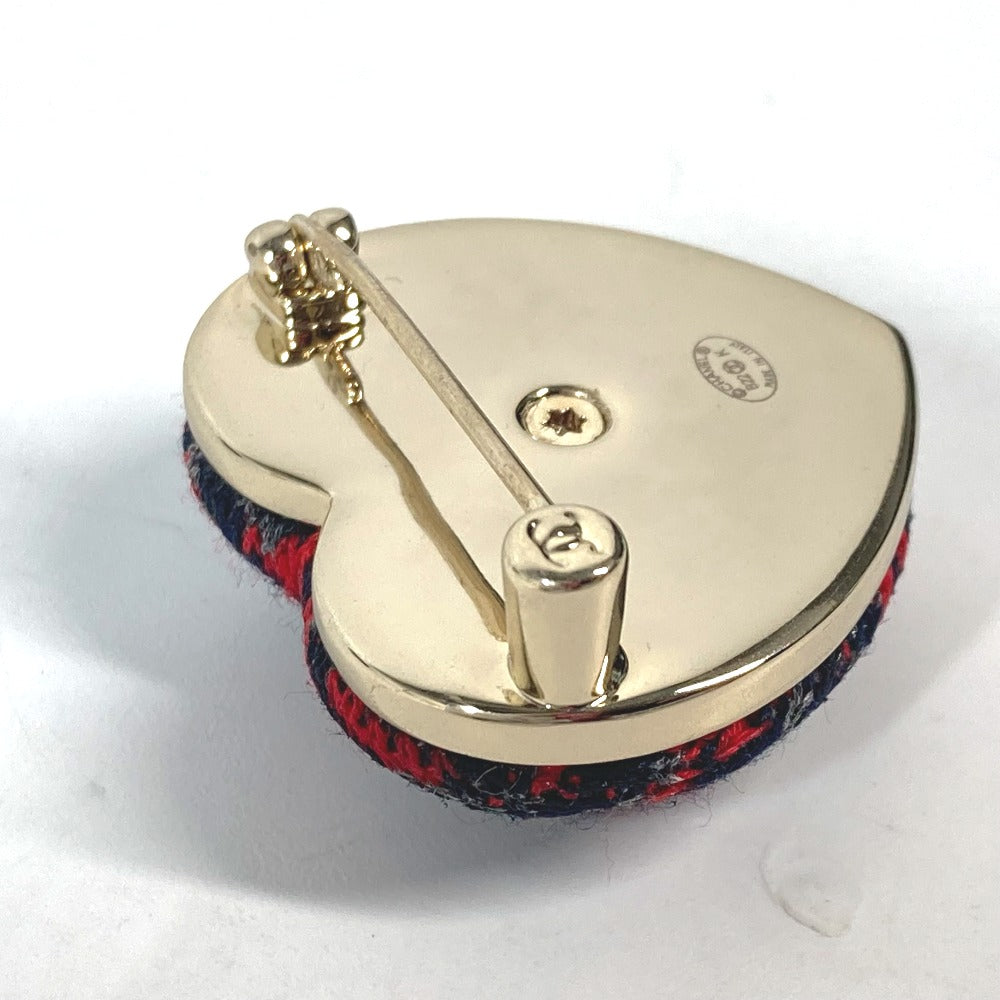 CHANEL B22K ハート ココマーク CC アクセサリー ブローチ ツイード レディース ネイビー×レッド - brandshop-reference