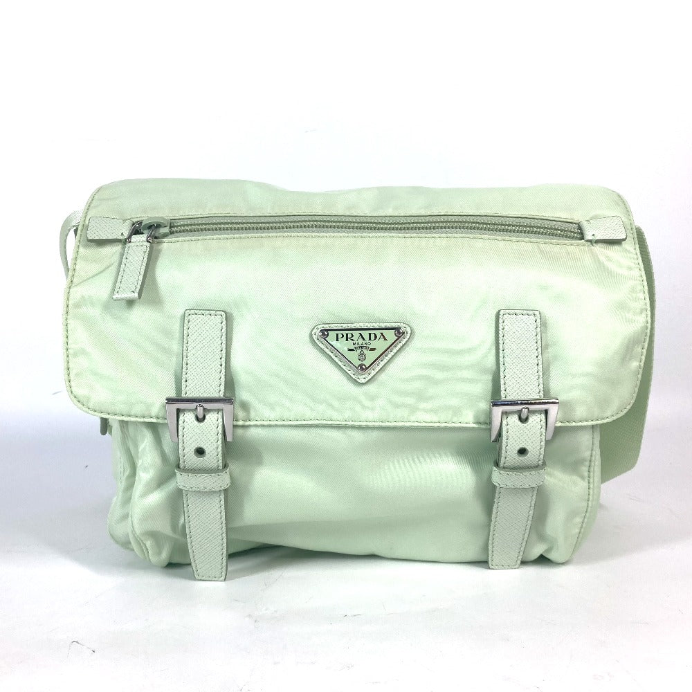 PRADA 1BD953 トライアングルロゴ 三角ロゴ プレート Re-Nylon 斜め掛け 肩掛け カバン ポーチ付き ショルダーバッグ ナイロン レディース ACQUA アクア グリーン - brandshop-reference