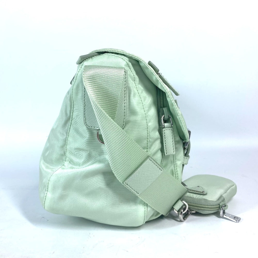 PRADA 1BD953 トライアングルロゴ 三角ロゴ プレート Re-Nylon 斜め掛け 肩掛け カバン ポーチ付き ショルダーバッグ ナイロン レディース ACQUA アクア グリーン - brandshop-reference