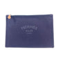 HERMES ロゴ フラット ヨッティングPM 小物入れ マルチポーチ メイクポーチ ポーチ コットン ユニセックス ネイビ - brandshop-reference