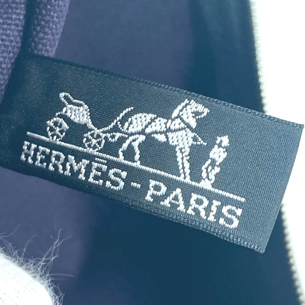HERMES ロゴ フラット ヨッティングPM 小物入れ マルチポーチ メイクポーチ ポーチ コットン ユニセックス ネイビ - brandshop-reference