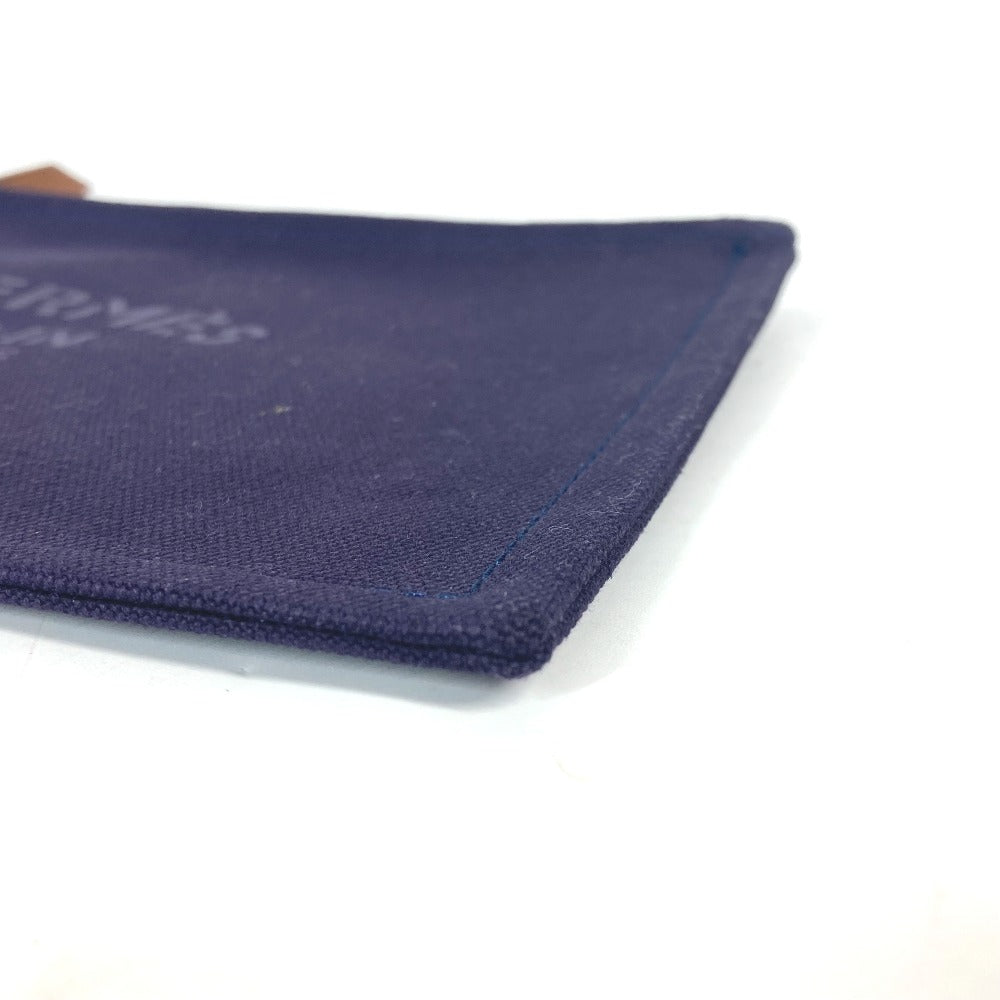 HERMES ロゴ フラット ヨッティングPM 小物入れ マルチポーチ メイクポーチ ポーチ コットン ユニセックス ネイビ - brandshop-reference