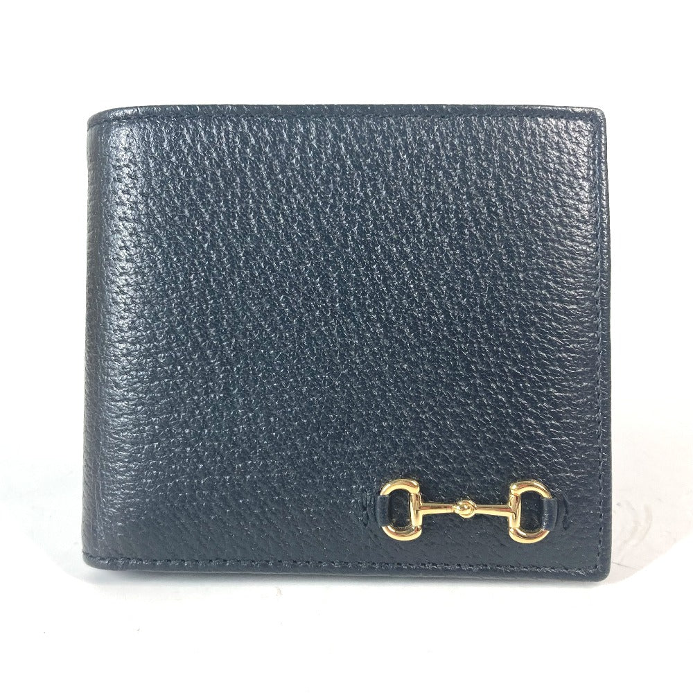 GUCCI 700464 ミニウォレット ホースビット コンパクトウォレット 2つ折り財布 レザー メンズ ブラック